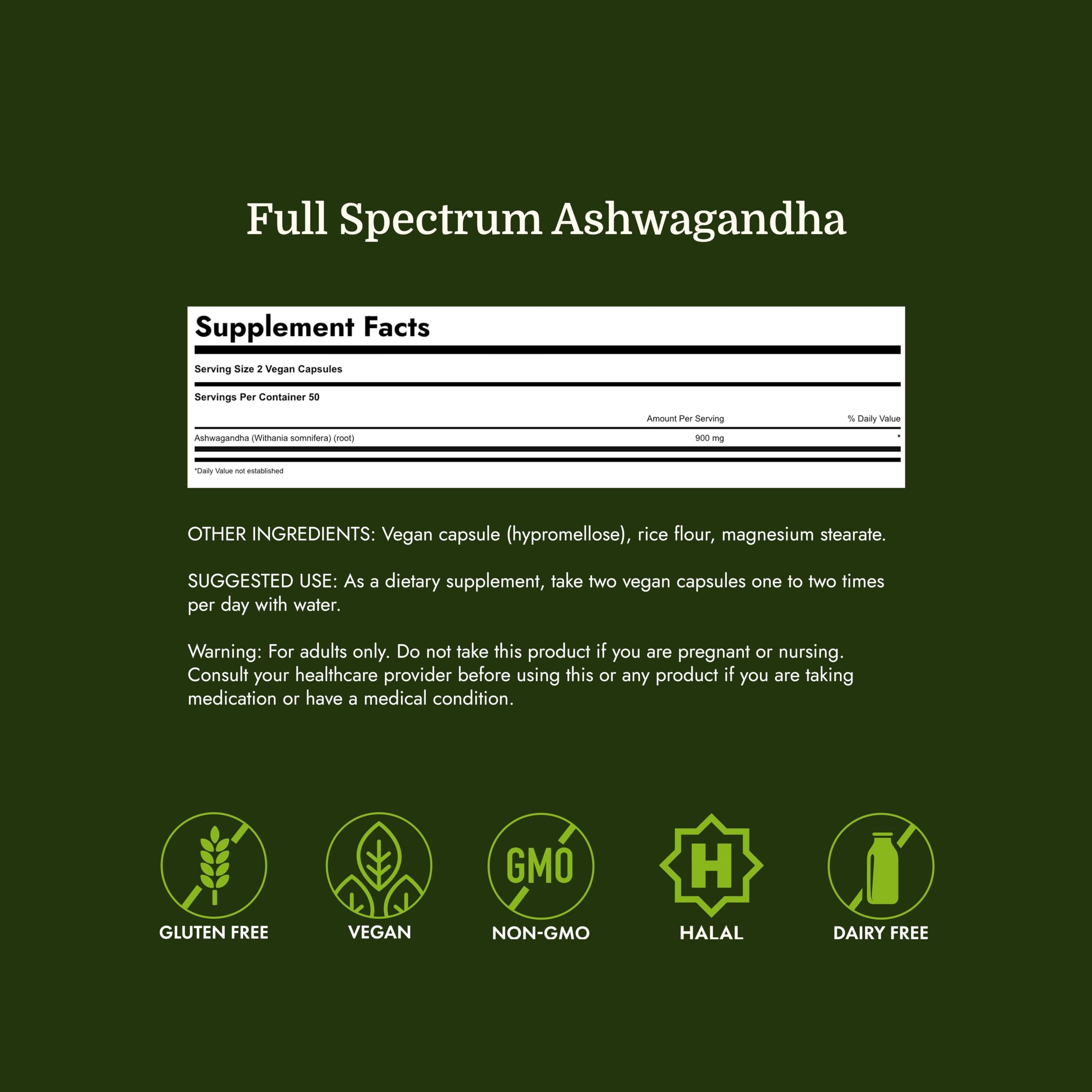 Swanson Full Spectrum Ashwagandha, 450 mg, 100 Vegan Capsules — Amazon image 4
