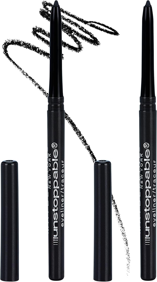 Lápiz de delineador negro mecánico impermeable imparable, fácil de aplicar, deslizamiento suave, desgaste de hasta 24 horas, ónix, paquete de 2