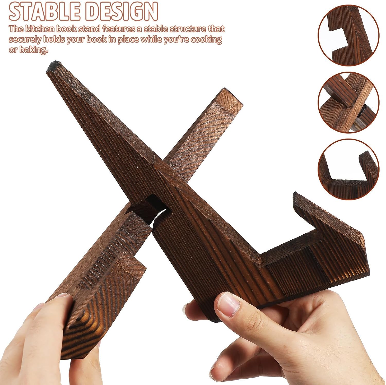 Wooden Cookbook Stand with Rustic Charm for Proper Viewing and Reading Angle Multi-Purpose Display Easel for Kitchen Counter for Cooking and Baking