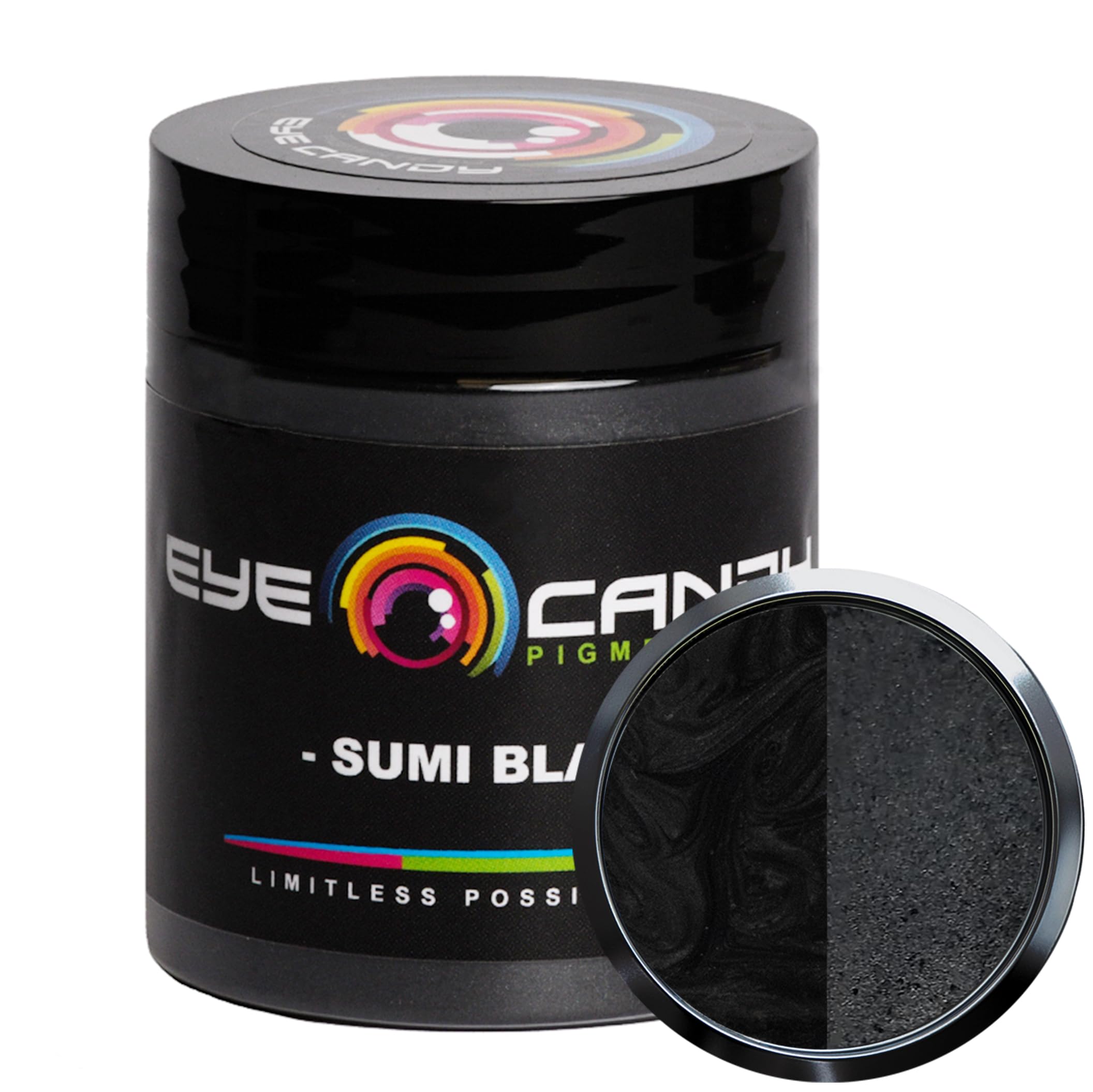Eye Candy Pigments Premium Black Mica Powder - Sumi Black (25gr) - for Epoxy, Resin, Soap, Paint, Woodworking, Acrylic Pouring, Bath Bombs, Fishing