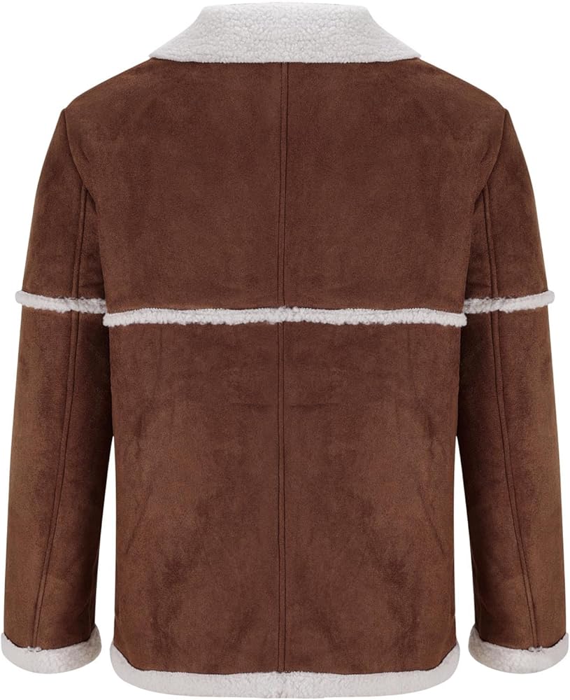 Amazon.com: Shearling Coat Men Warm Fleece Lined Coat Aviator