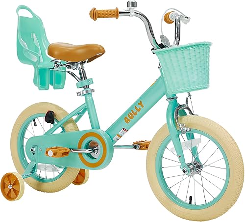 Bicicleta retro para niños con ruedas de entrenamiento y cesta para niñas y niños de 2 a 12 años, bicicleta para niños de 12 pulgadas, 14 pulgadas,