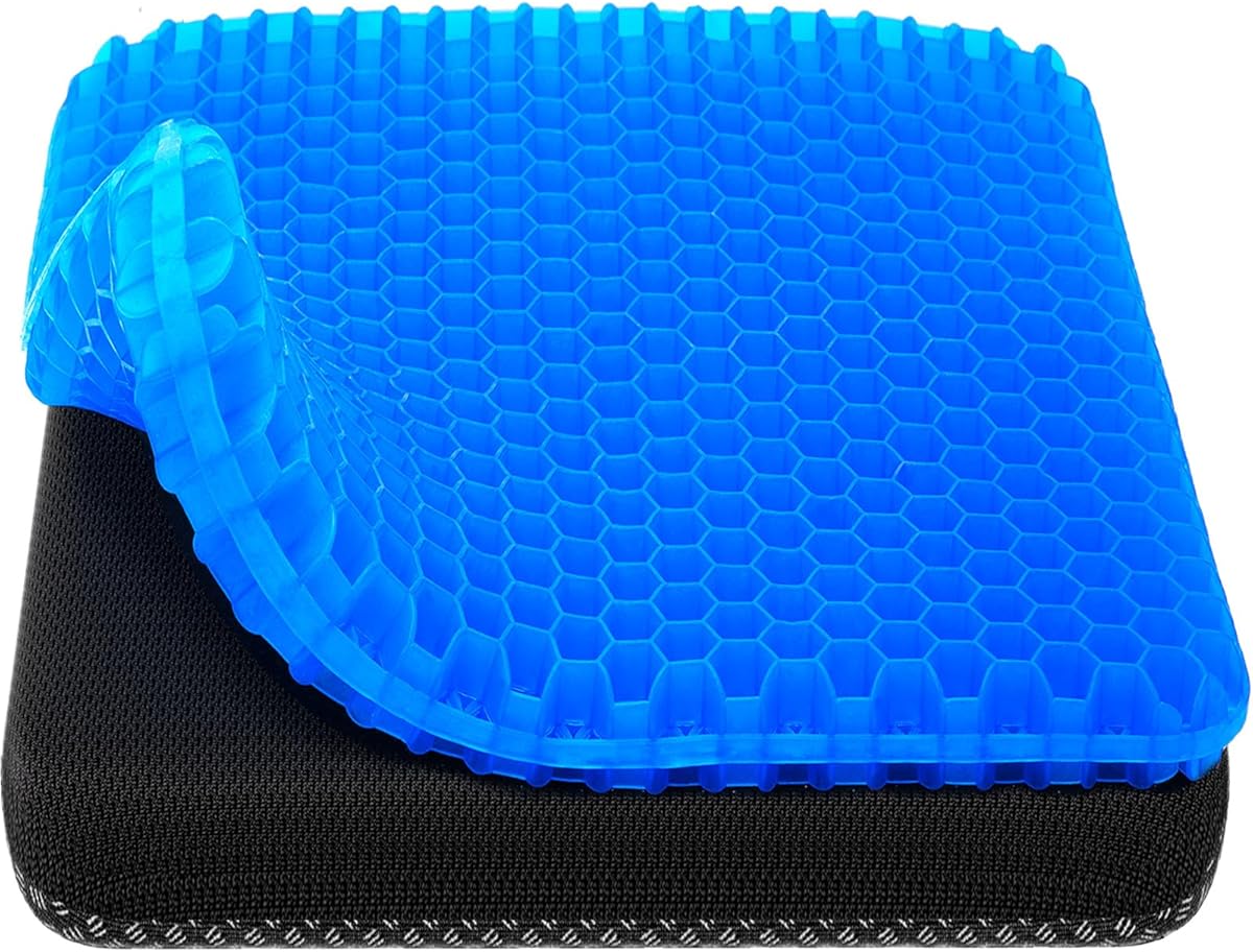 Gel Seat Cushion, Cooling seat Cushion (Super Large & Thick), Breathable Honeycomb Design Absorbs Pressure Points Seat Cushion, Gel Cushion for Office Chair, Home Car seat Cushion for Wheelchair