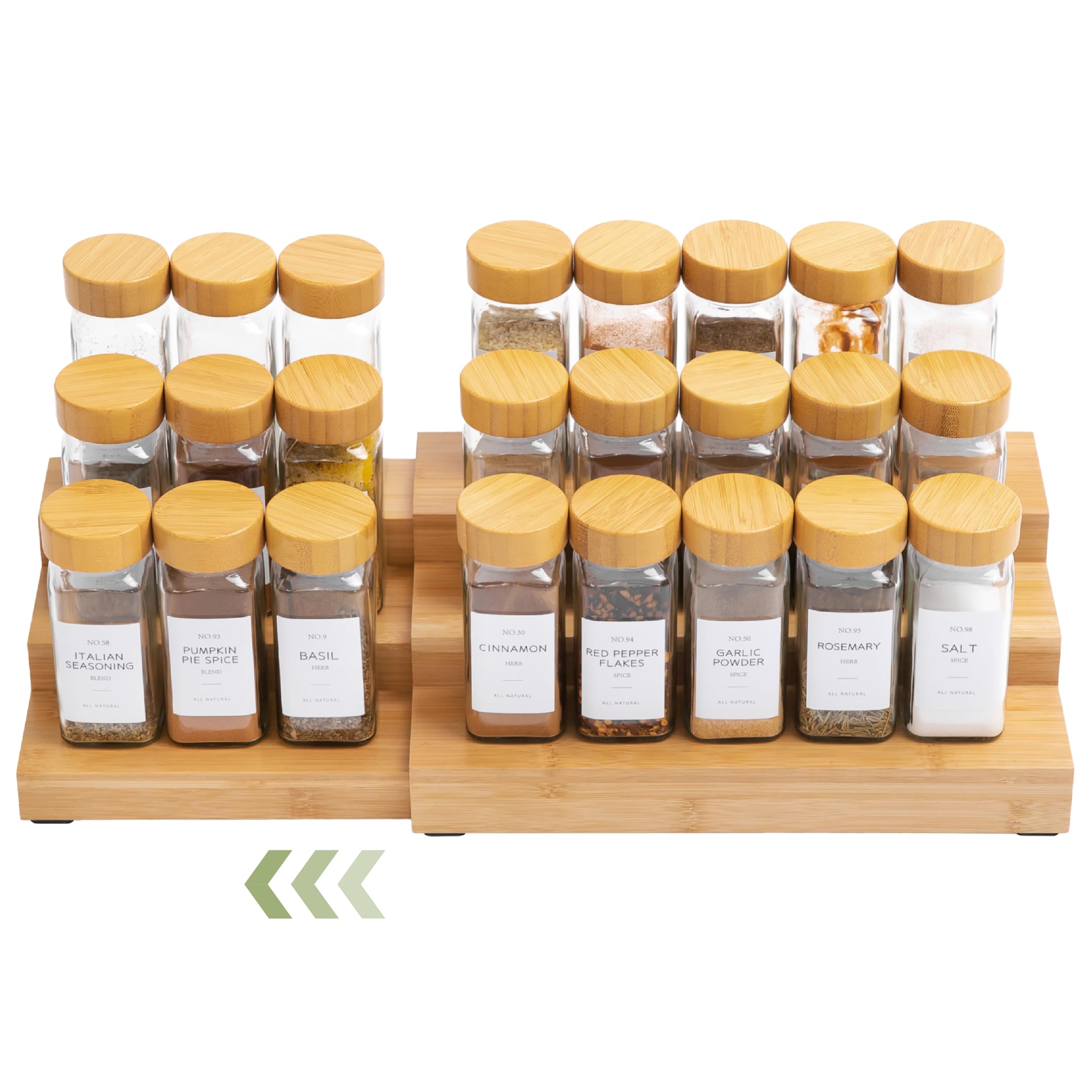 KitchenEdge Expandable Spice Rack Organizer for Cabinet, 3-Tier Shelf for Spice Organization (11” to 22”), Fits 36 Spice Jars, Seasoning and Pantry