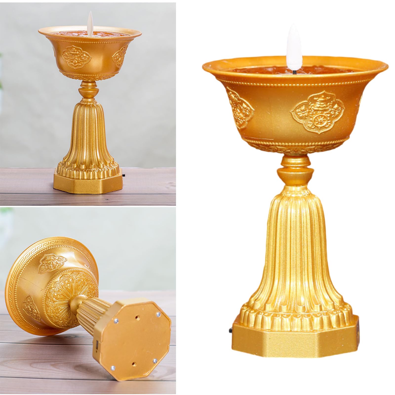 Kangnice Flame Effect LED Butter Lamp USB Power for Temple Worship and Living Space Enhancement