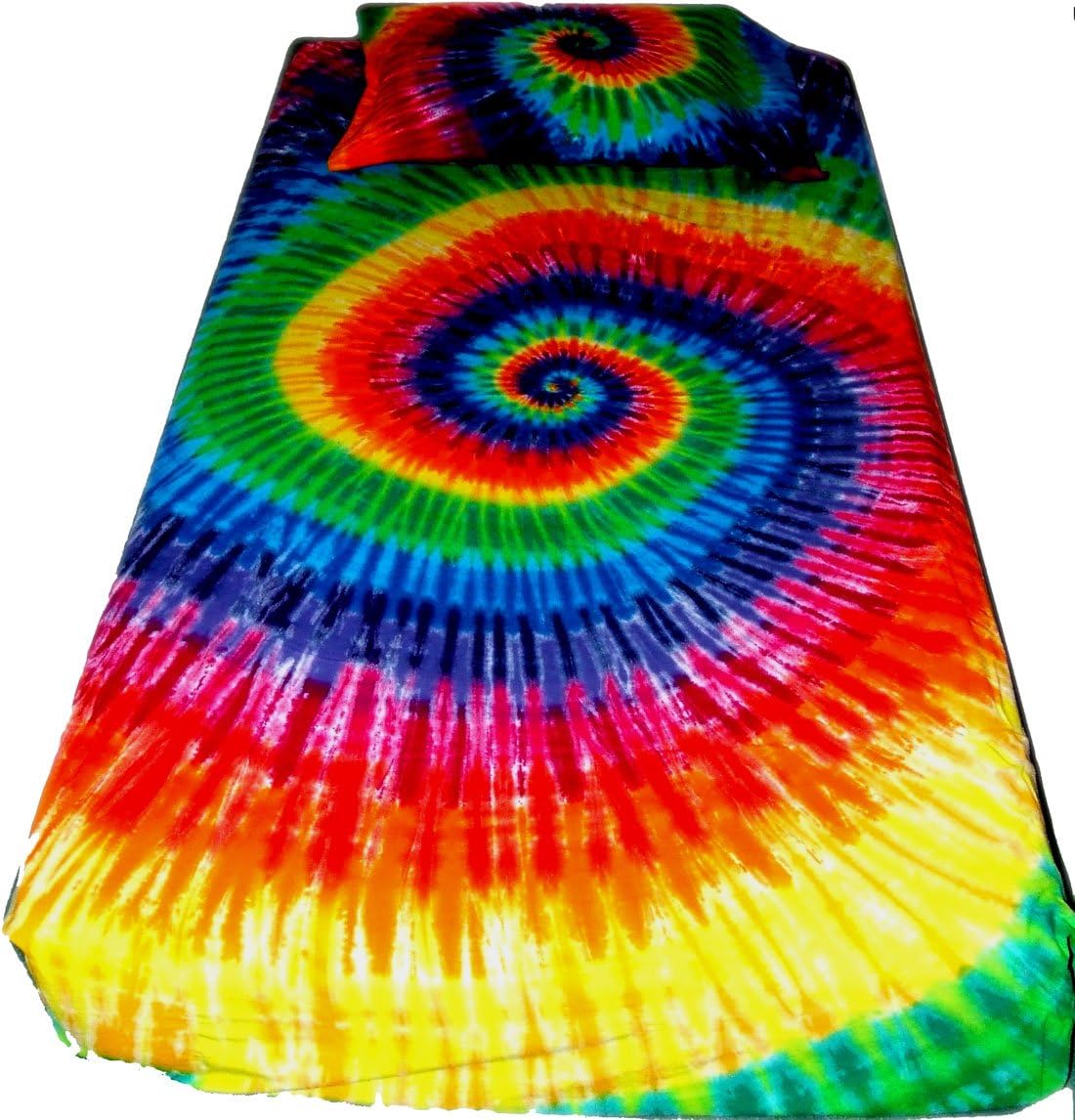 Amazon Com 12 Color Rainbow Tie Dye Bedding Sheet Set Fitted Flat Pillowcases Full Home Kitchen How about now after seeing this cool fabric spray swirl shirt created with colorshot? 12 color rainbow tie dye bedding sheet set fitted flat pillowcases full