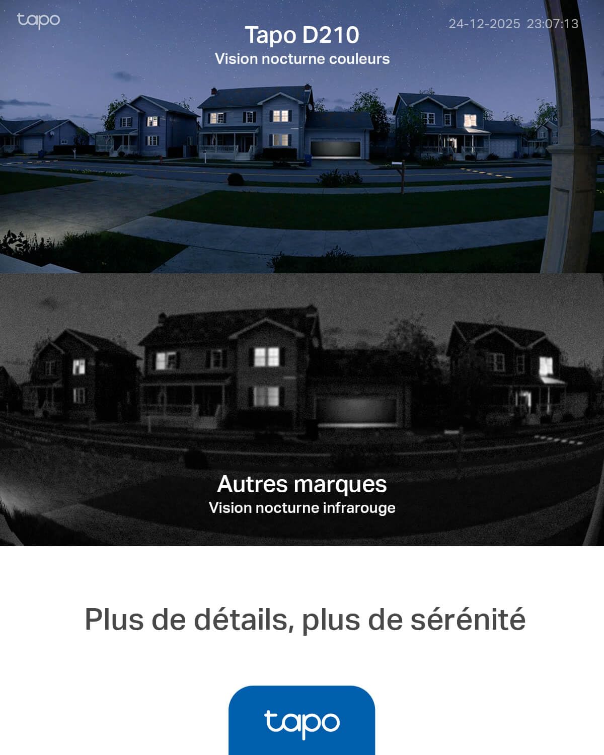 Tapo D210 Sonnette sans Fil avec caméra Exterieur 2K 3MP, IP65 étanche, Ultra Grand Angle 160°, Vision Nocturne en Couleur, Détection Humaine AI Gratuite, Audio Bidirectionnel, Installation Facile