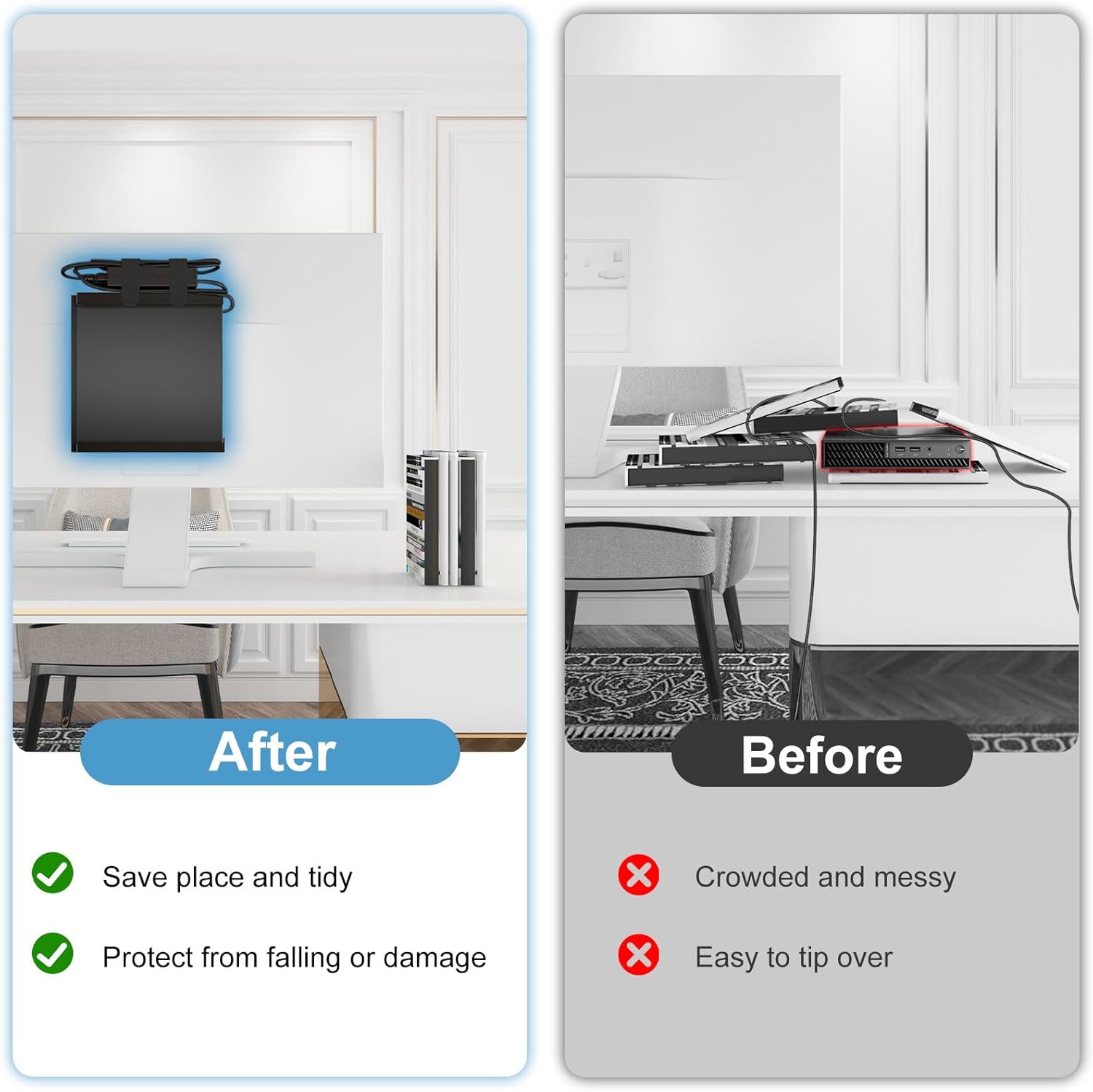 Mini PC Mount for Dell OptiPlex MFF and Pro Micro PC VESA Wall and Under Desk Mount for Dell OptiPlex Micro Pc Mounting Bracket for Dell QCM1250 7050 7080 5070 7020 3000 7060 and More with Mouse Pad - Image 6