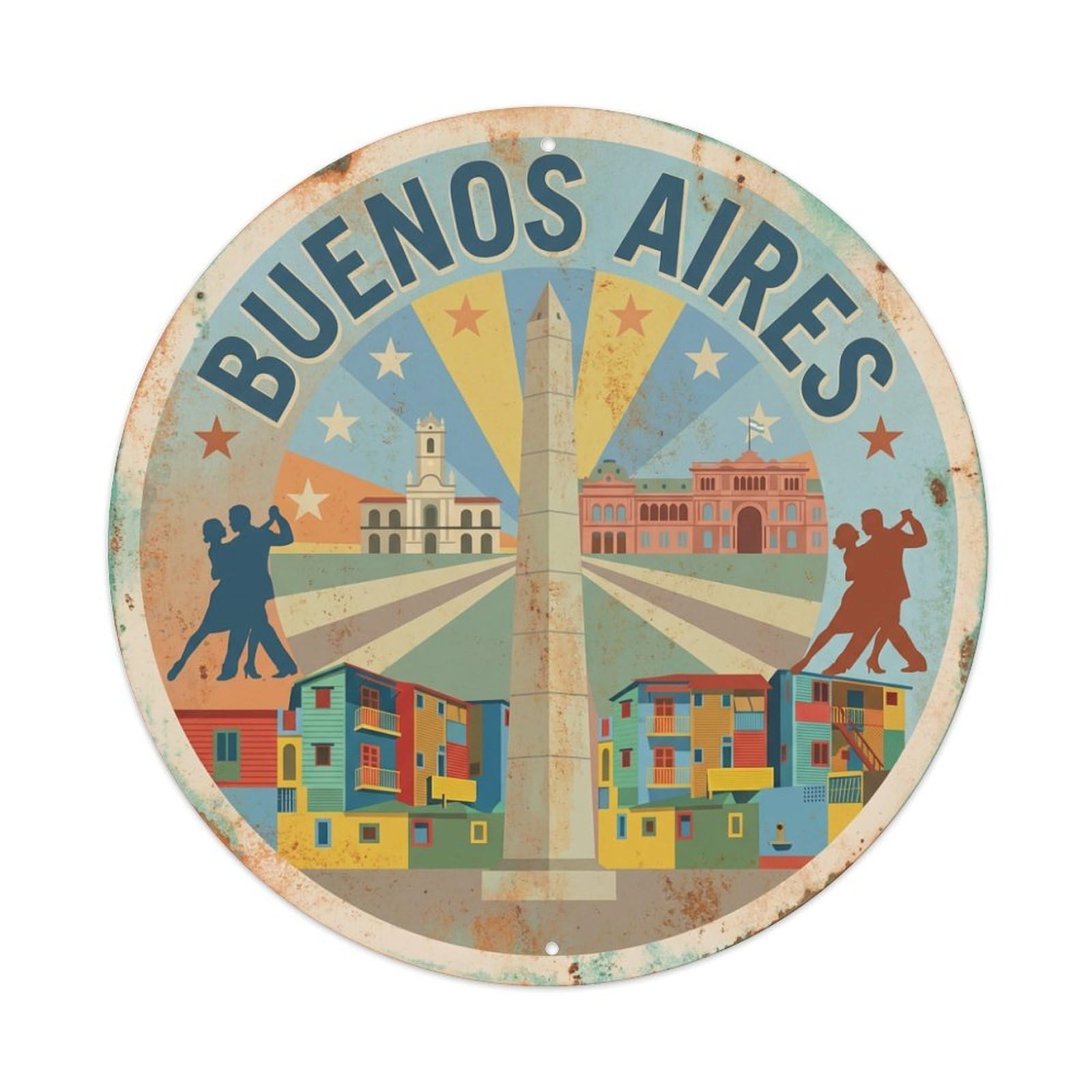 Vintage Travel Argentina Buenos Aires Metal Tin Sign