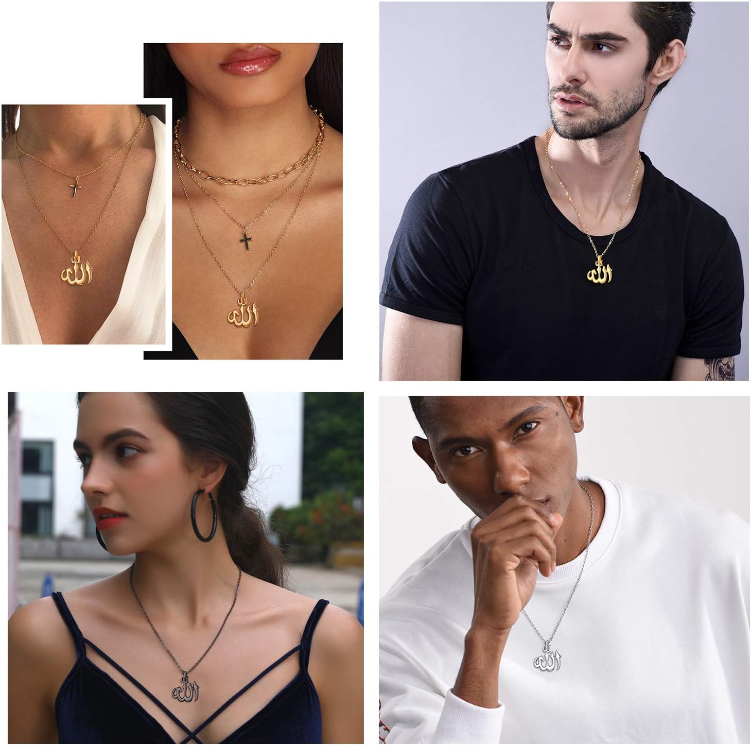 U7 Allah Pendant Necklace with Chain Platinum / 18K Gold Plated Muslim Jewelry Islamic Pendant - Image 2