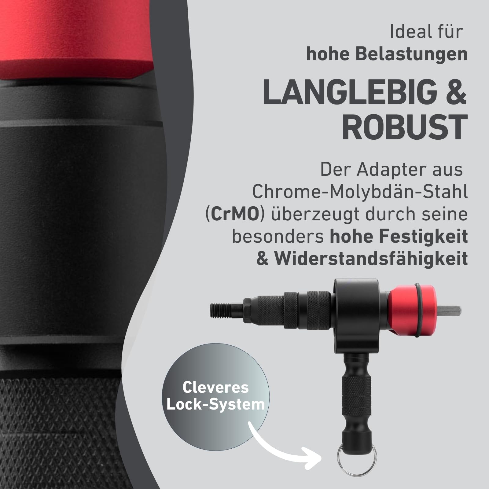 Nietmmutternaufsatz für Akkuschrauber & Bohrmaschine I Nietgerät für Nietmuttern aus Alu, Stahl & Edelstahl I Blindnietvorsatz für M3-M12 Muttern I Nietpistole Adapter