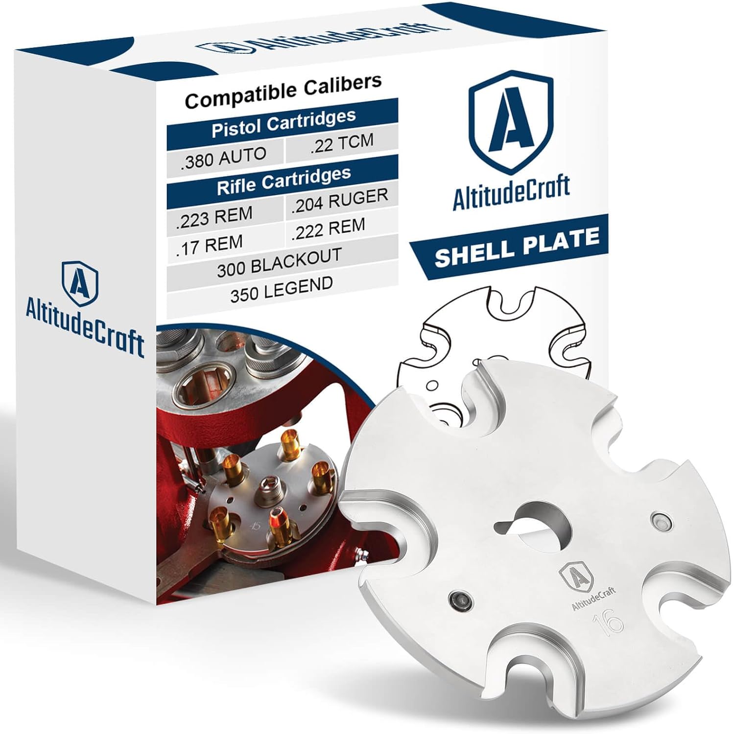 #16 Shell Plate, Compatible with Hornady Lock-N-Load Progressive Reloading Press, Smooth Operation for Reliable Caliber Changes