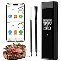 Vista 8 de BlueSwan Termómetro digital inalámbrico inteligente Bluetooth para carne de 820 pies, termómetro de alimentos con aplicación para parrilla