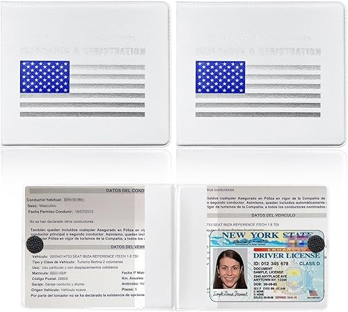 Vista 21 de Ziciner Soporte para seguro de registro de automóvil, paquete de 2 organizadores esenciales para documentos de tarjetas de automóvil con cierre