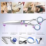 Ciseaux de grooming pour chiens avec conseils ronds de sécurité, Kit de trempage pour animaux de compagnie en titane de grande qualité, Poignées minces professionnelles, Ciseaux droits avec peigne pour chiens et chats (ensemble de 3)