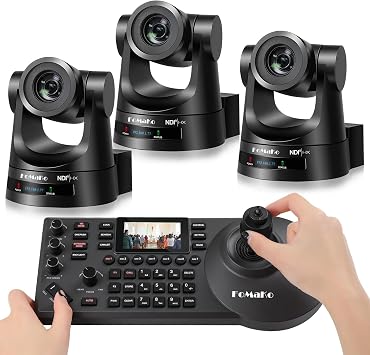 FoMaKo NDI PTZ Camera,30X Optical Zoom, PoE, AI Auto-Tracking Gen 3, KC608 Pro NDI PTZ Controller Black, for Church Worship Live Services Education EventsKN30AX3+KC608 Pro