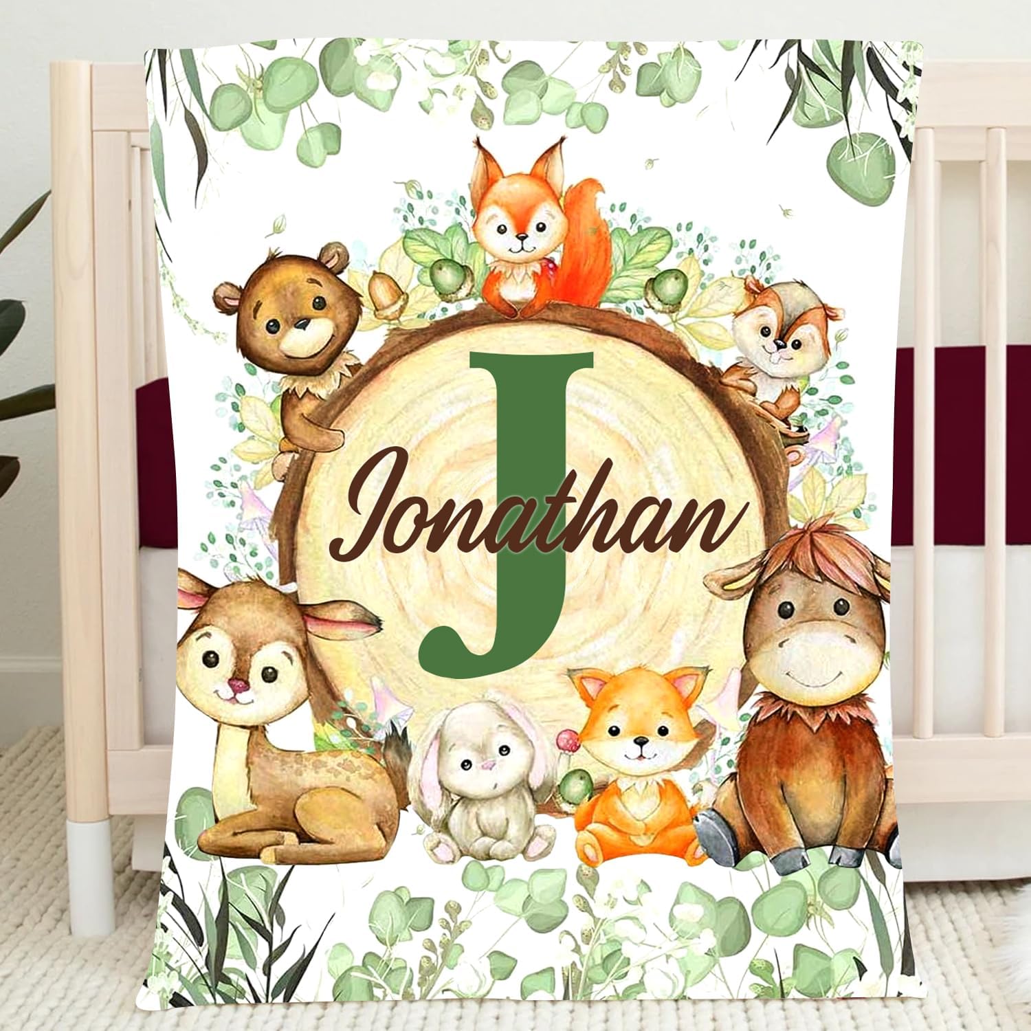 Woodland Animal Blanket for Baby Boys Kids Toddler