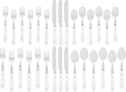 Miniatura 2 de Ginkgo International Le Prix 22703 - Juego de cubiertos de acero inoxidable apto para lavavajillas, 30 piezas, servicio para 6, color blanco