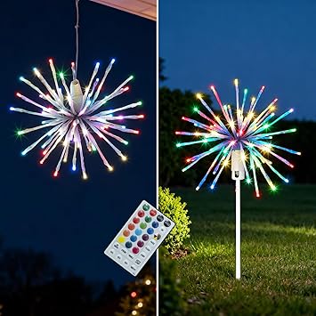 إضاءة 12 بوصة ضوء ستاربرست مضاء الكرة 80 LED أضواء الألعاب النارية وميض مع التحكم عن بعد الكرة المعلقة الاستخدام المزدوج ل Patio Walkway Pathway الديكور الداخلي / الخارجي