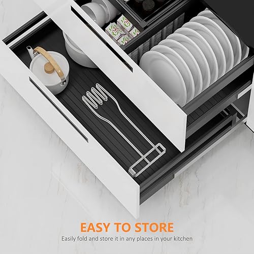 Miniatura 6 de KORRTFID Soporte para guantes de cocina, guantero de acero inoxidable, soporte vertical de cocina para guantes, estante de drenaje multiusos para