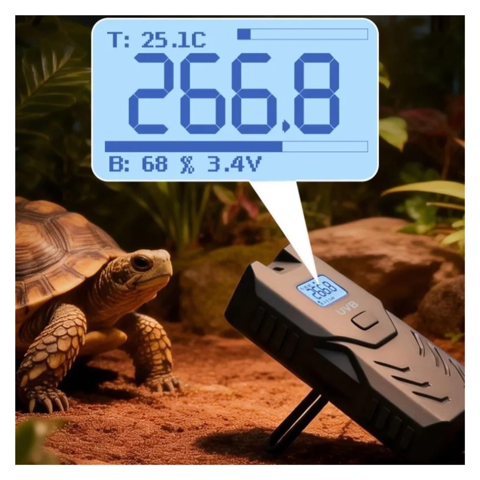 Światłomierz, Cyfrowy miernik światła z radiometrem UV 0-2000 mW/cm² do badania gadów