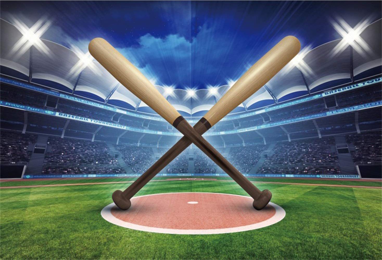 Buy Laeacco 10x7ft Vinyl Baseball Stadium Nightscape Backdrop
