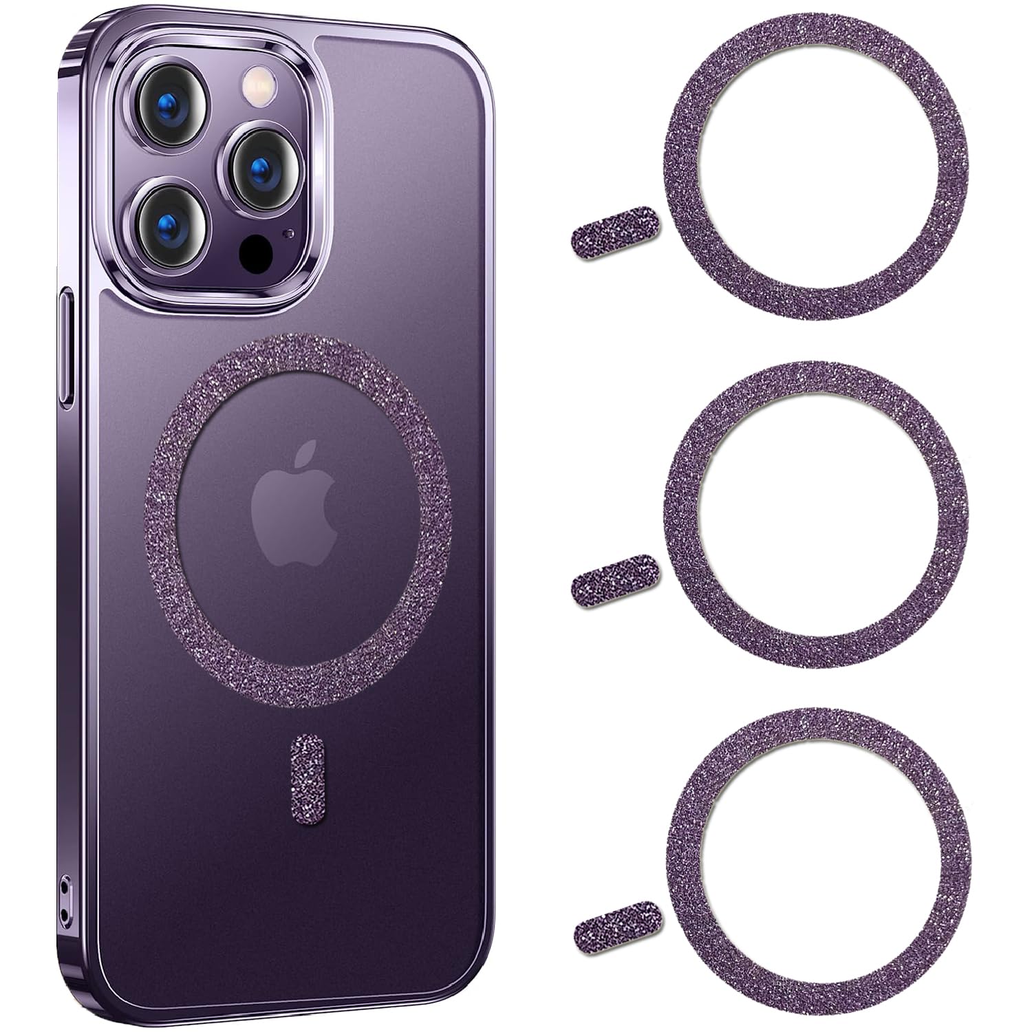 COJOC for MagSafe Ring Stickers, Glitter Universal Magnetic Metal Ring Compatible with Magsafe Accessories & Wireless Charging for iPhone 16/15/14/13