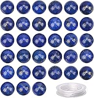 Vista 22 de 100 piezas de cuentas de cristal natural, piedras preciosas redondas sueltas de curación de energía con cordón elástico de cristal para hacer joyas