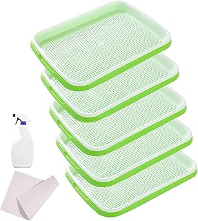 MAOPINER Seed Sprouter Tray with Drain Holes | BPA Free Nursery Tray Seed Germination Tray Healthy Wheatgrass Seeds Grower & Storage Trays for Garden Home Office with Germinating Paper (5)