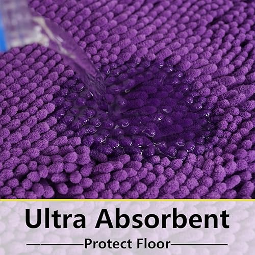 Miniatura 6 de Juego de 2 alfombras de baño de felpilla extra suave, ultra absorbente, alfombra de baño con parte inferior antideslizante de PVC resistente,