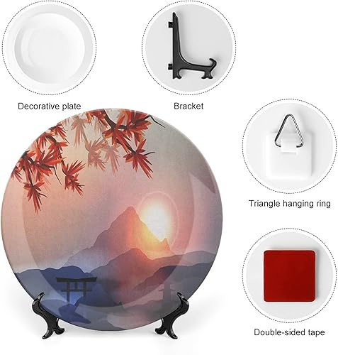 Miniatura 3 de Placa decorativa de 10 pulgadas, cerámica asiática, majestuosa cumbres del Himalaya, cultura circular, impresión artística de cerámica para colgar