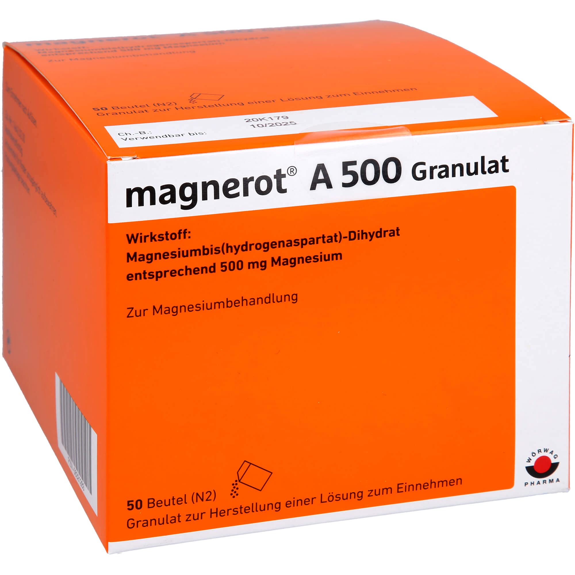 magnerot® A 500 Granulat mit Magnesiumaspartat - Das fruchtige Magnesium zum Auflösen, 50 Beutel
