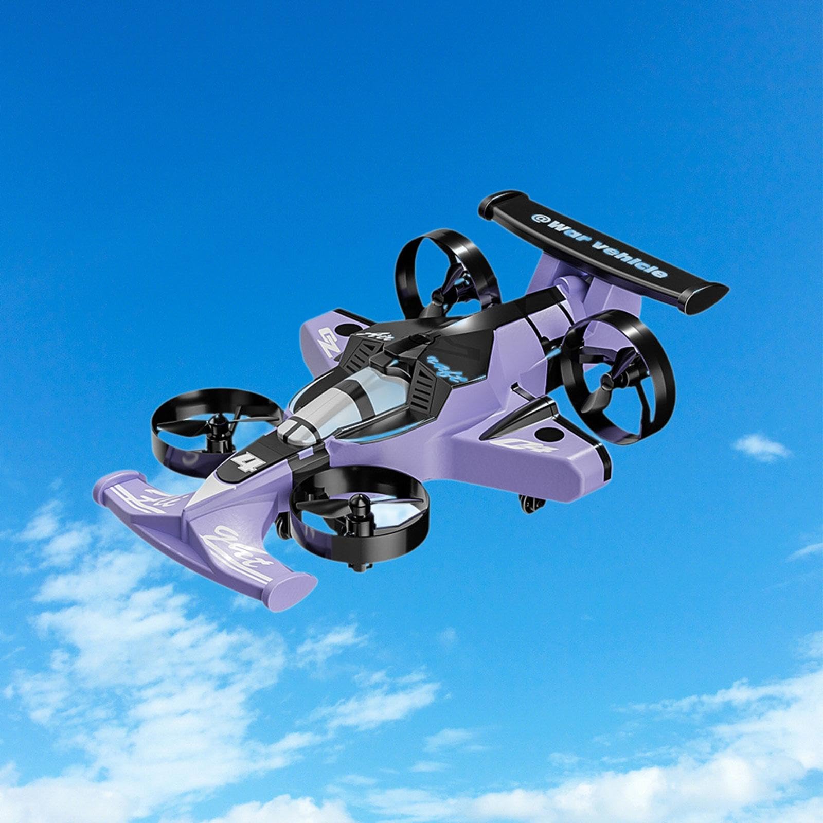 TISHITA Aeroplano Telecomandato Drone 2in1 Quadcopter RC Giocattolo Acrobatico Materiale PP Funzione Rotazione 360 Gradi per Bambini Adulti Gioco, Viola