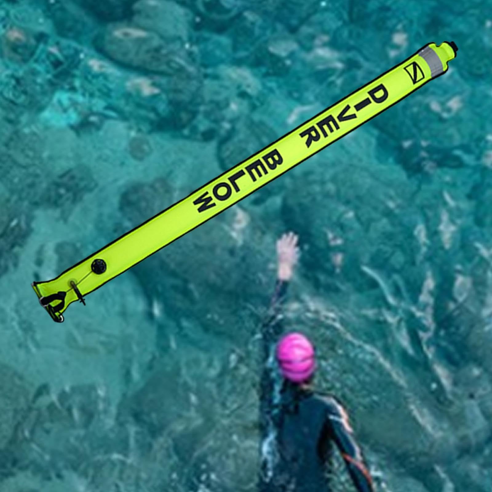 Bouée de Plongée Parachute de Palier Marqueur Flottant Tube de Sécurité Très Visible avec Bandes Réfléchissantes Adaptée pour La Plongée sous-Marine E