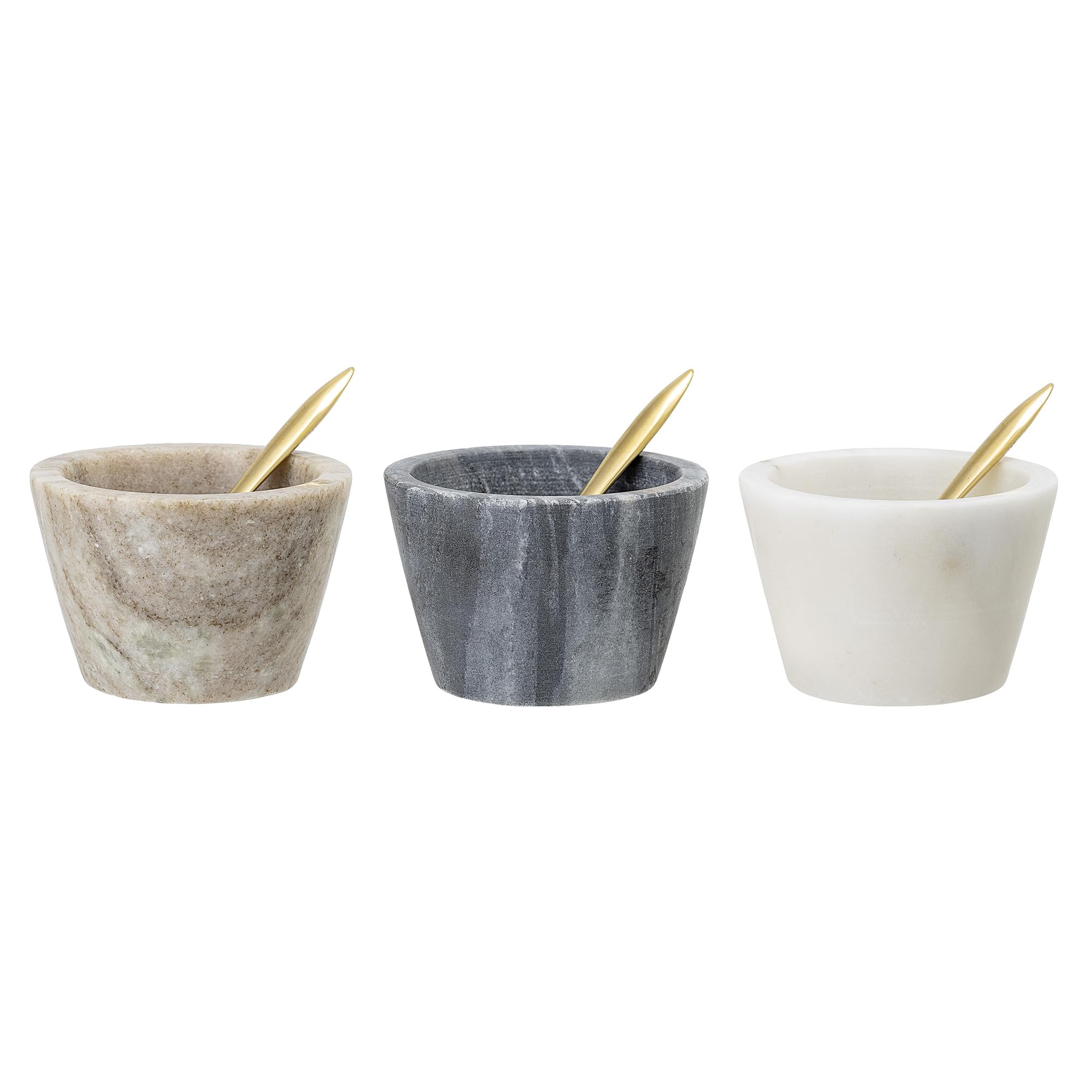 Bloomingville SALZ-DS m.LÖ, Latón, Blanco Marrón Negro Oro, 7,5 cm, 3 Unidades