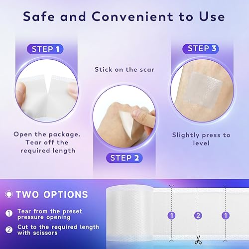 Miniatura 6 de Silicone Scar Sheets, Silicone Scar Tape(1.6"x 60" Roll-1.5M), Medical Grade Scar Sheets, Scar Tape for Surgical Scars, Burn, C-Section, Keloid