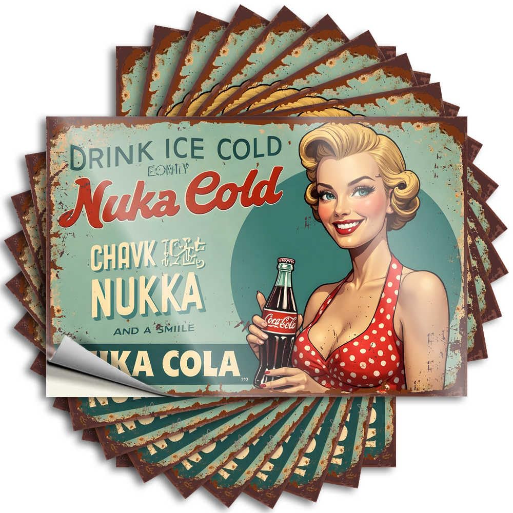 Man Cave Stuff Tumbler Decal | Vintage Nuka Cola Advertisement with Stylish Pin-up Girl Crazy for Darts Decor(8X12CM)