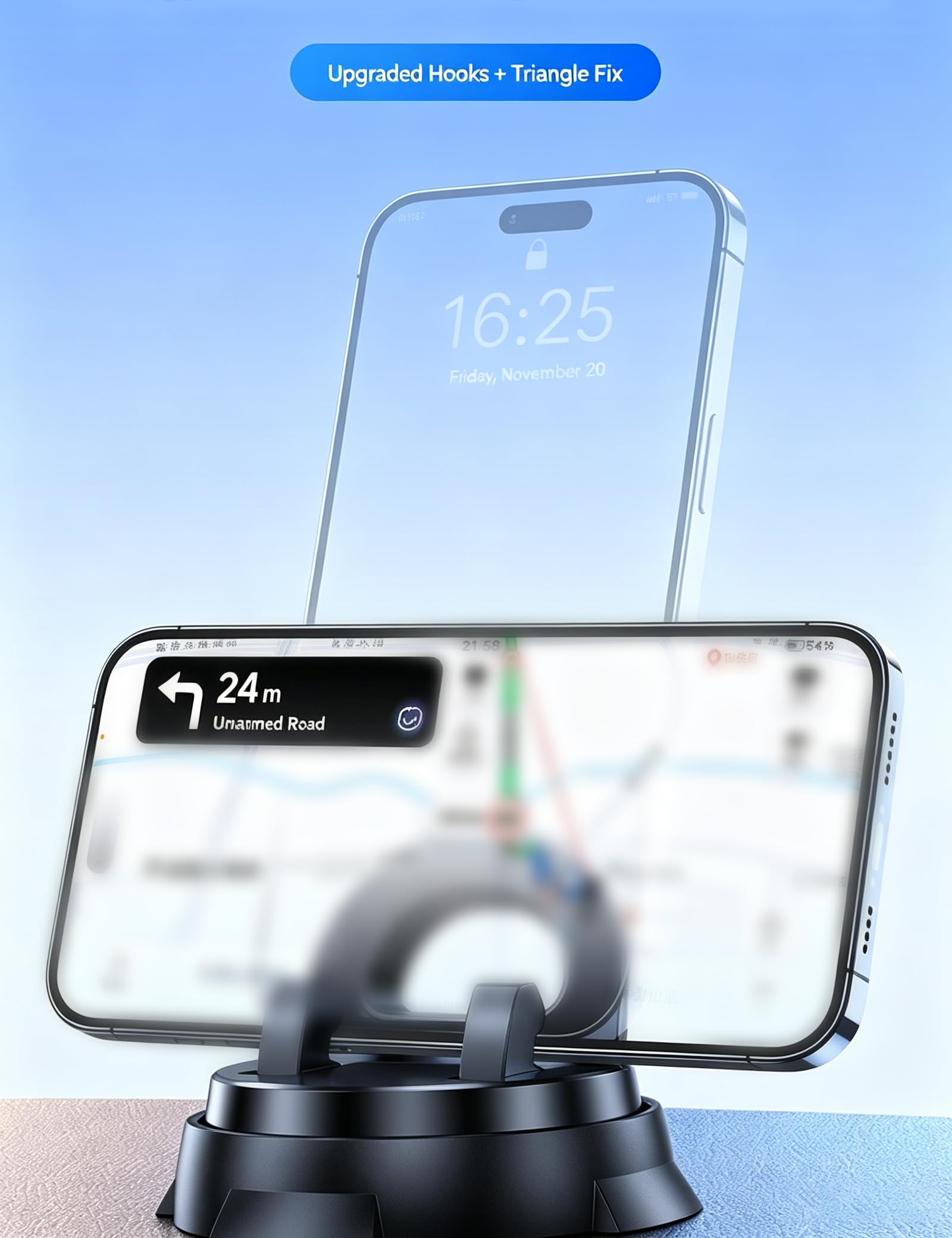 Supporto Smartphone per Auto Girevole a 360 Gradi, Telefono Auto per Cruscotto