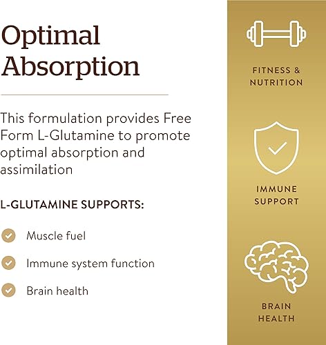 Miniatura 4 de Solgar L-Glutamina 1000 mg, 60 tabletas – Alimento muscular natural – Promueve la salud gastrointestinal (GI) – Apoya la salud cerebral – Sin OMG,