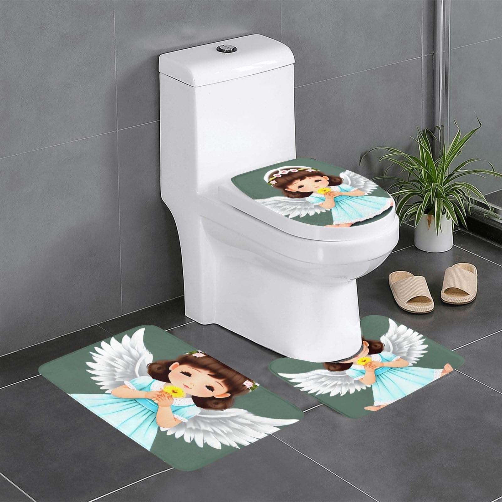 Tapis de salle de bain petit ange pour coiffeuse et toilettes cosy