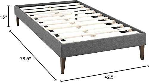 Miniatura 2 de Modway Sharon Queen - Marco de cama de tela con patas cuadradas cónicas, color gris