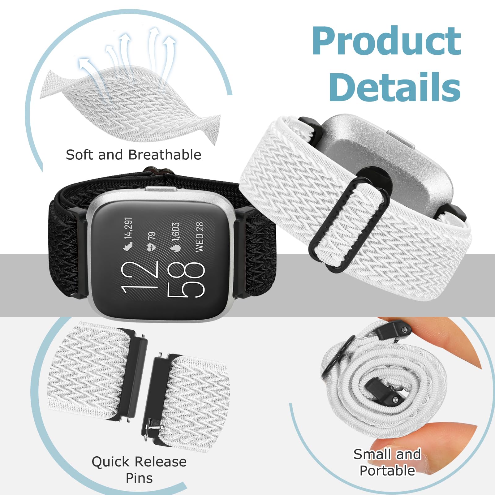Bcuckood 3 Pack Elastic Straps Compatible with Fitbit Versa 2/Versa Lite/Versa SE - Image 4
