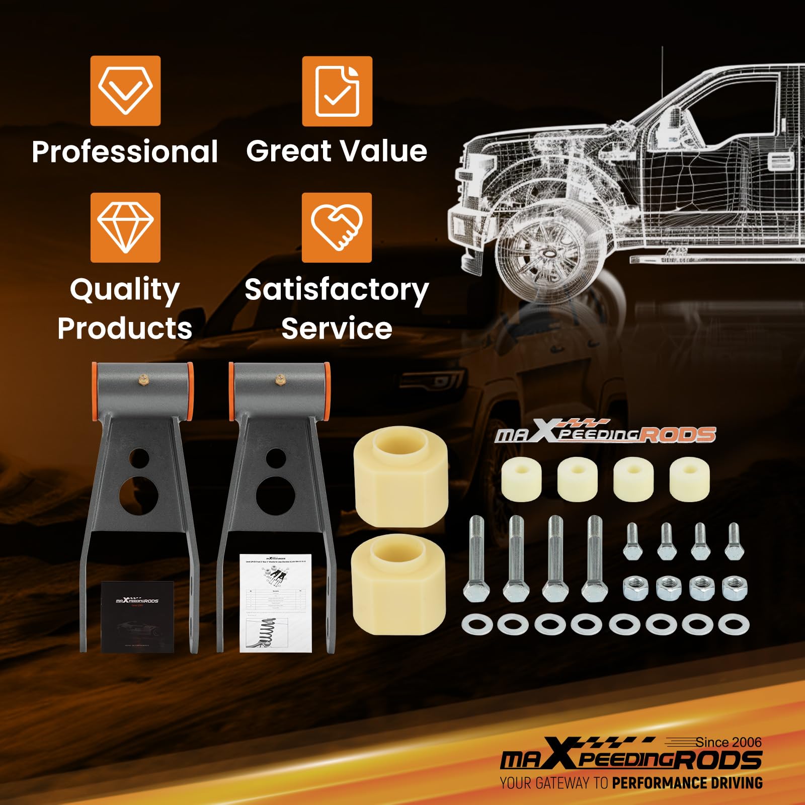 maXpeedingrods Kit de elevación de 3'' + 2'' para Jeep Cherokee XJ 4WD 1984-2001