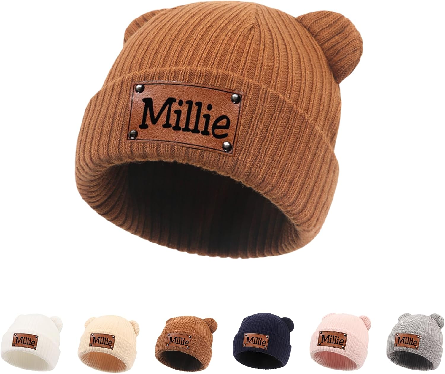 Personalized Name Newborn Beanie Hat, Custom Warm Newborn Hats, Personalized Winter Knit Hats for Infant Baby
