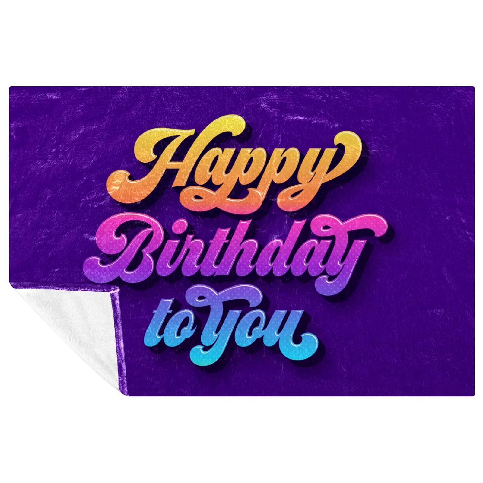 Couverture Happy Birthday pour lit canapé pique-nique camping et plage 150x100 cm