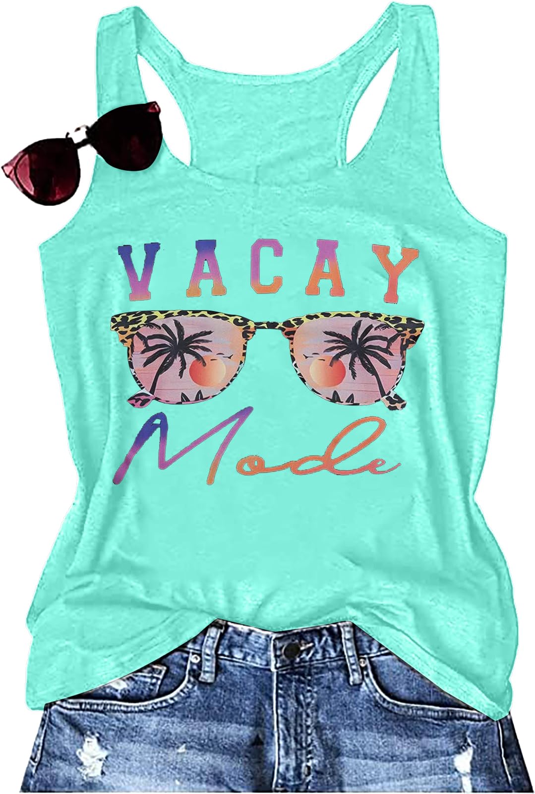 Vacay Mode Tank Top Women Summer Beach Tanks Hawaii Vacation Shirt Loose Sleeveless Casual Tee Top