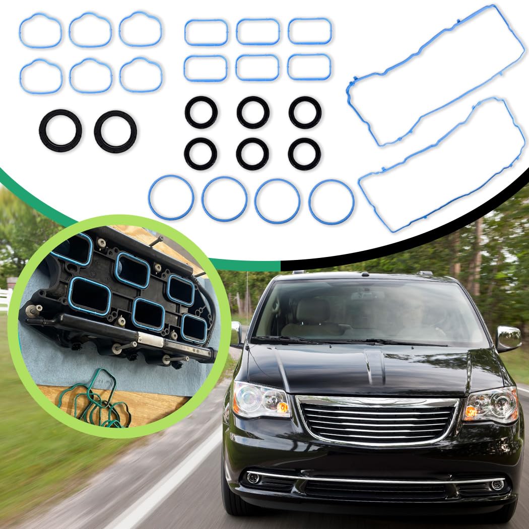 3.6L Valve Cover Intake Manifold Gaskets VS50805R for Jeep Dodge 200 300 Challenger Charger 3.6 L V6 2011-2022 Journey Durango Wrangler Ram ProMaster 1500 2500 3500, Replace 5184596AE
