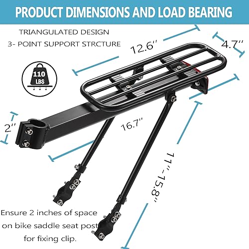 Miniatura 4 de Portabicicletas trasero,Portaequipajes para bicicletas,Aleación de aluminio,Reflectante de gran tamaño,Portabrocas integrado completamente