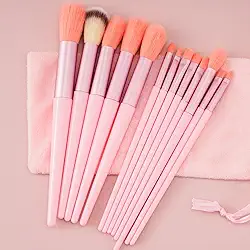Conjunto de pincéis de maquiagem de 13 peças, pincéis cosméticos de cerdas macias com bolsa, kit de pincéis de beleza profissional para rosto, base e contorno