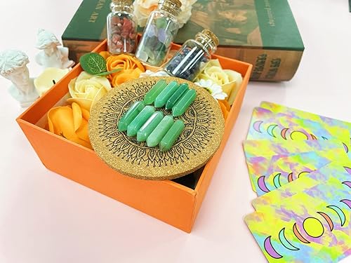 Miniatura 5 de QINJIEJIE Juego de 20 varitas de cristales de aventurina verde, puntos de cristal curativo, piedras preciosas hexagonales pulidas, piedras preciosas